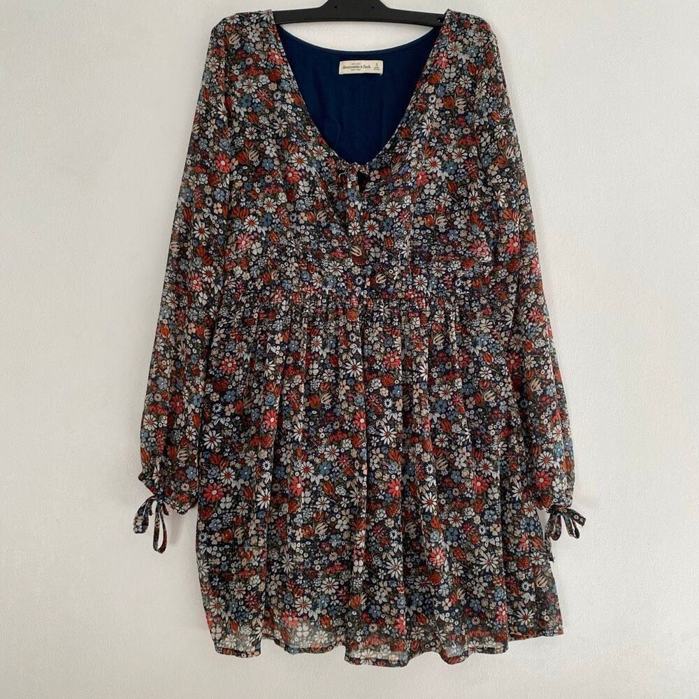Abercrombie & Fitch Floral Babydoll Mini Dress Long Sleeve Cottagecore Size S